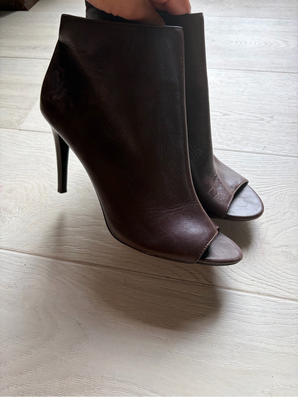 Ralph Lauren Women’s Peep-Toe Ankle Boots - Brown Leather